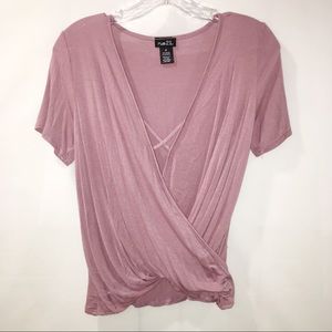 Pink Wrap Around Low Cut Cross Top : Small